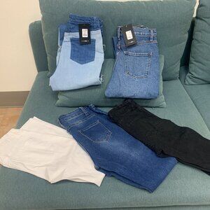 JUNIORS - 5 PC LOT, JEANS sz 1 & 3, FASHION NOVA, DISTRESSED, RIPPED, BLUE BLACK